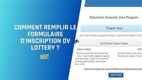 inscription dv lottery 2025|Formulaire inscription DV Lottery 2025, Étape par étape en .
